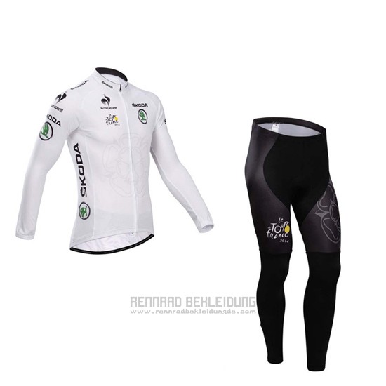 2014 Fahrradbekleidung Tour de France Wei Trikot Langarm und Tragerhose